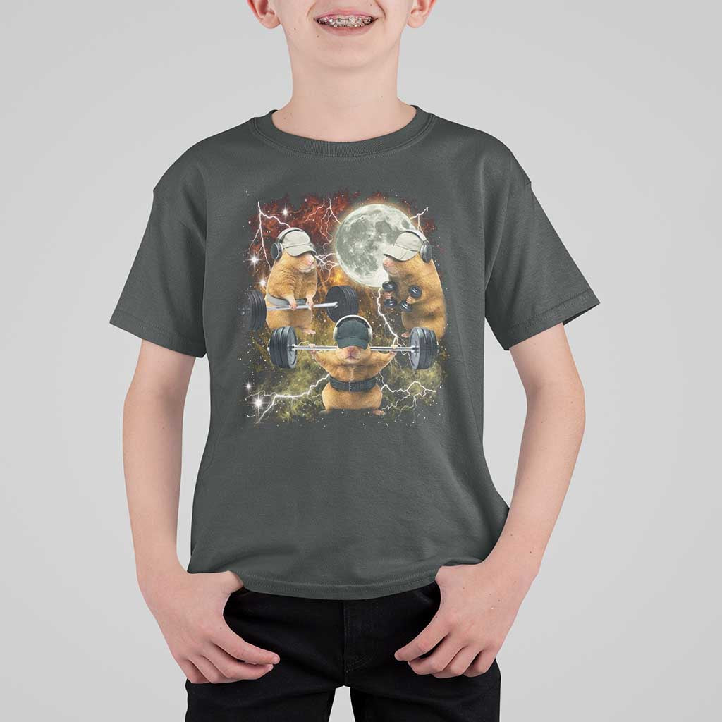 Hamster Deadlift T Shirt For Kid Funny Cute Rat Fitness Gym Weightlifting Meme