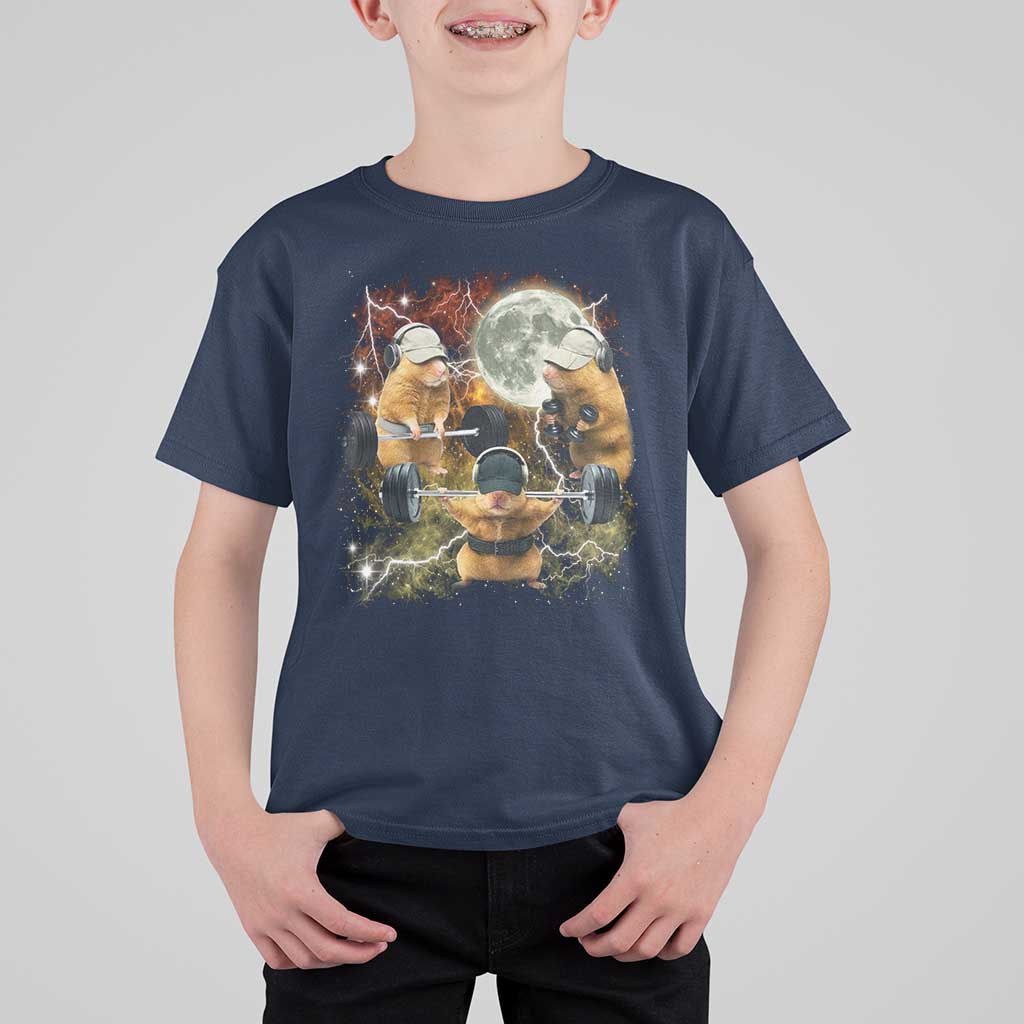 Hamster Deadlift T Shirt For Kid Funny Cute Rat Fitness Gym Weightlifting Meme