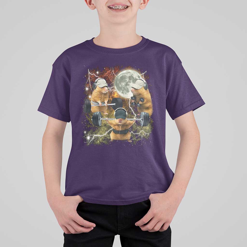 Hamster Deadlift T Shirt For Kid Funny Cute Rat Fitness Gym Weightlifting Meme