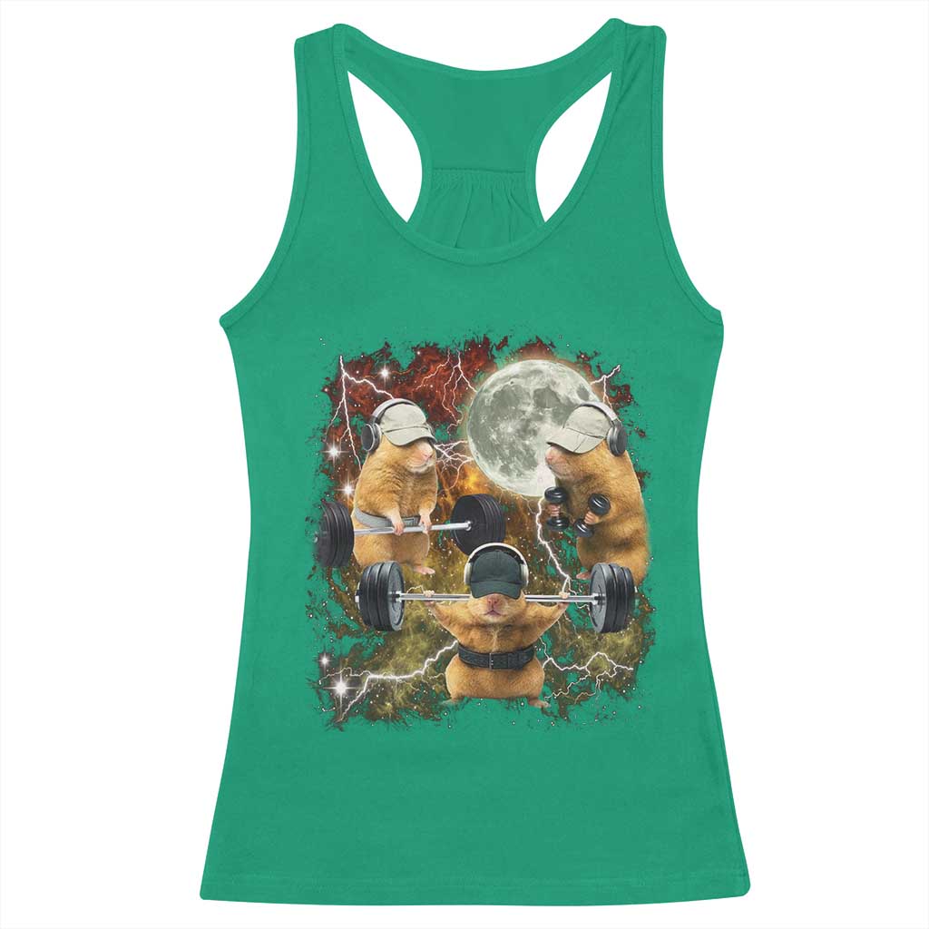 Hamster Deadlift Racerback Tank Top Funny Cute Rat Fitness Gym Weightlifting Meme