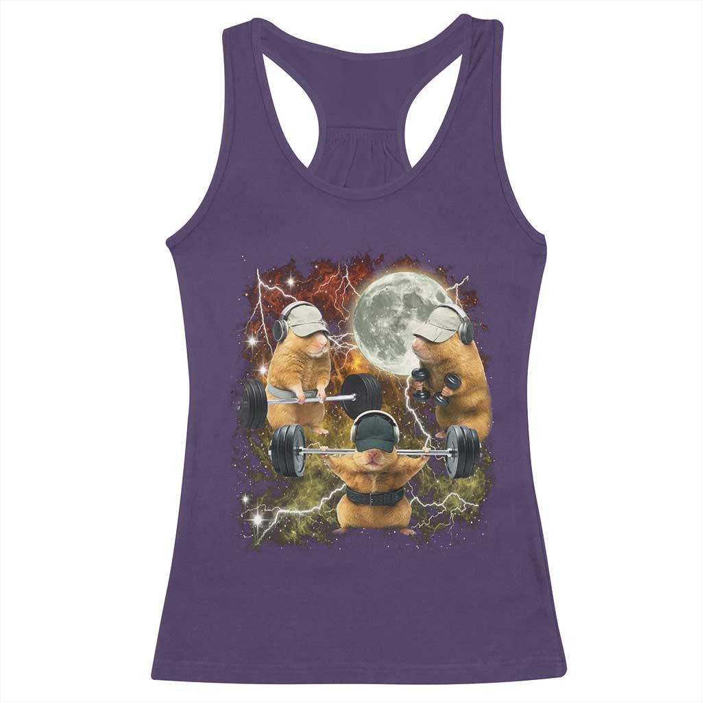 Hamster Deadlift Racerback Tank Top Funny Cute Rat Fitness Gym Weightlifting Meme
