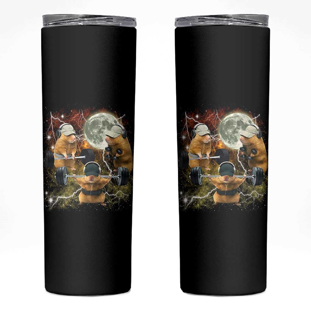 Hamster Deadlift Skinny Tumbler Funny Cute Rat Fitness Gym Weightlifting Meme