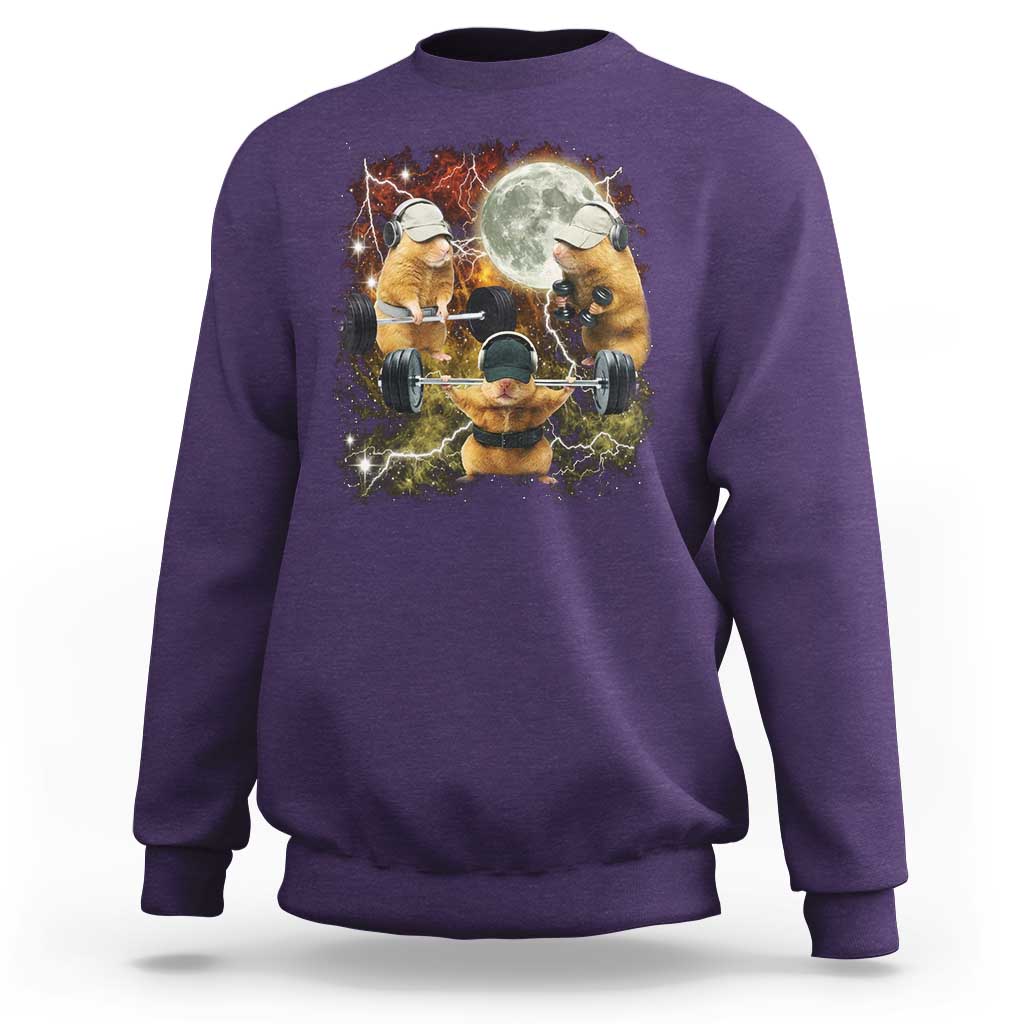 Hamster Deadlift Sweatshirt Funny Cute Rat Fitness Gym Weightlifting Meme