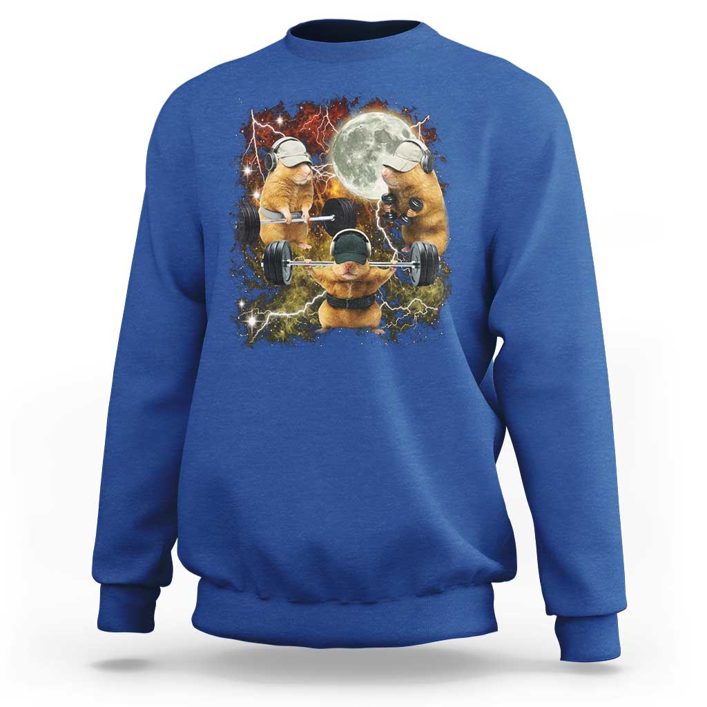 Hamster Deadlift Sweatshirt Funny Cute Rat Fitness Gym Weightlifting Meme
