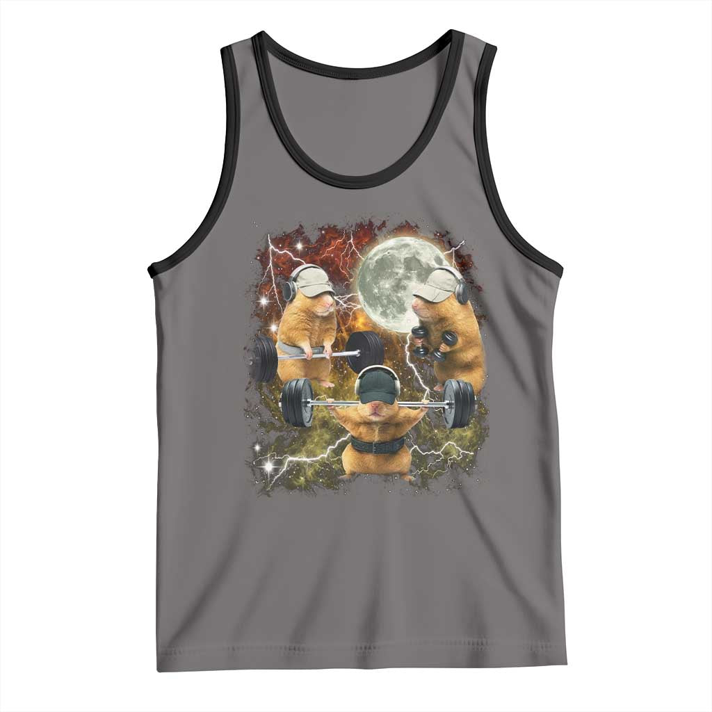 Hamster Deadlift Tank Top Funny Cute Rat Fitness Gym Weightlifting Meme