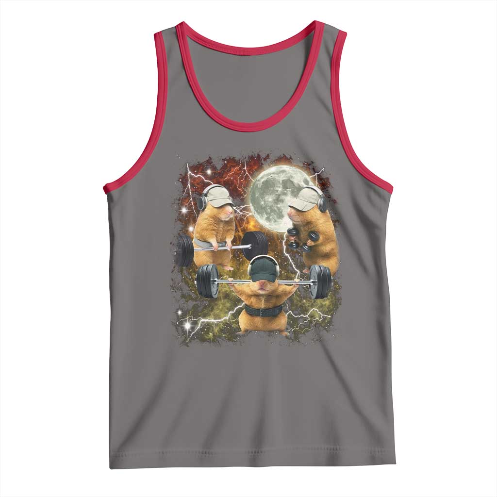 Hamster Deadlift Tank Top Funny Cute Rat Fitness Gym Weightlifting Meme