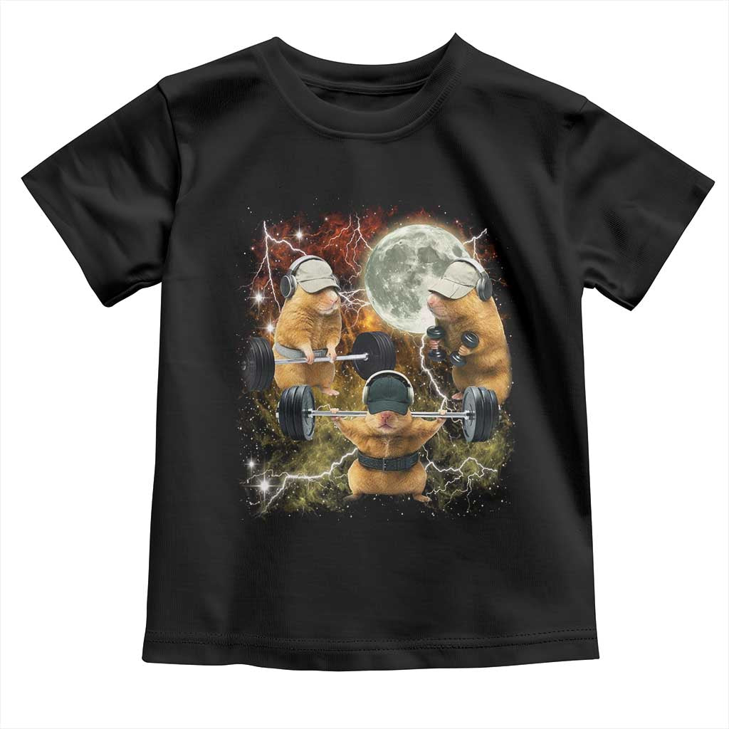 Hamster Deadlift Toddler T Shirt Funny Cute Rat Fitness Gym Weightlifting Meme