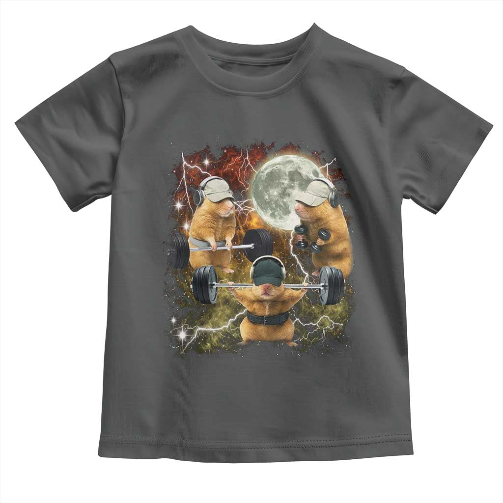 Hamster Deadlift Toddler T Shirt Funny Cute Rat Fitness Gym Weightlifting Meme