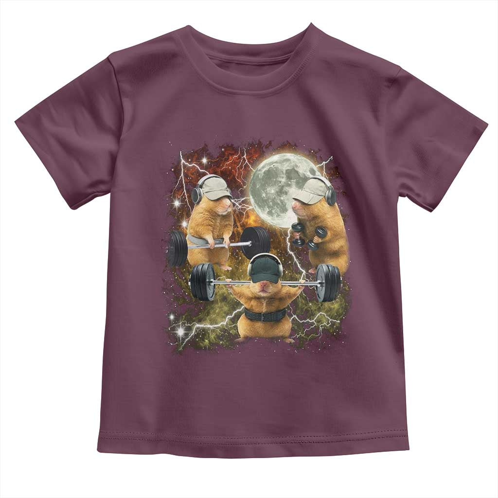 Hamster Deadlift Toddler T Shirt Funny Cute Rat Fitness Gym Weightlifting Meme