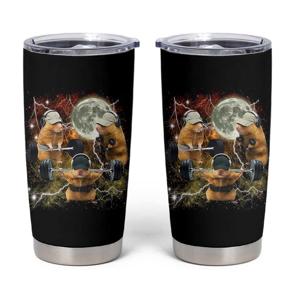 Hamster Deadlift Tumbler Cup Funny Cute Rat Fitness Gym Weightlifting Meme
