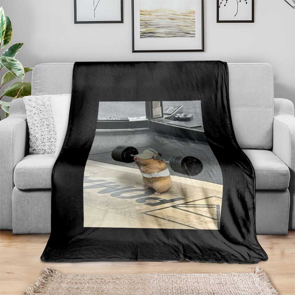 Hamster Gym Throw Blanket Funny Rat Workout Weightlifting Pump Cover