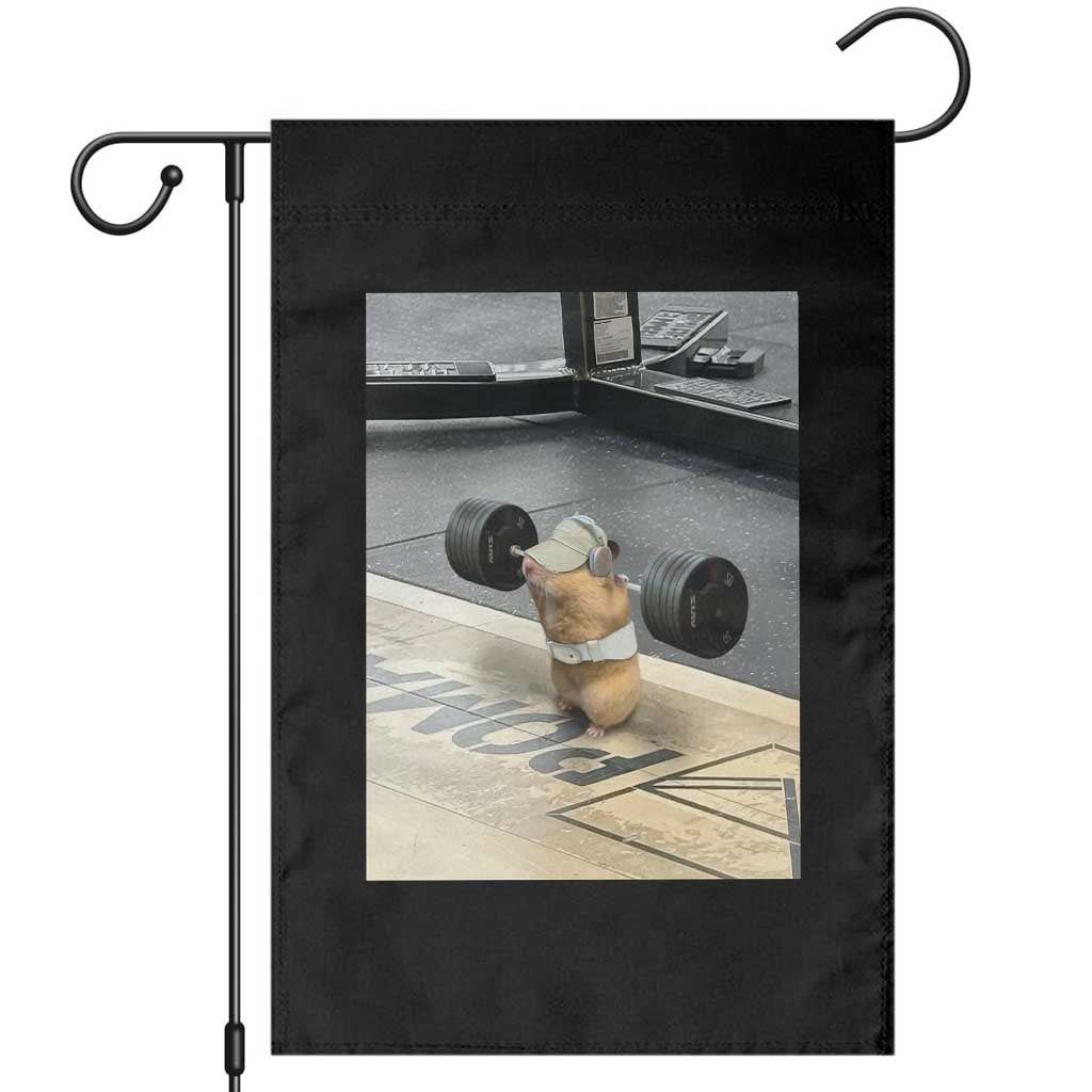 Hamster Gym Garden Flag Funny Rat Workout Weightlifting Pump Cover