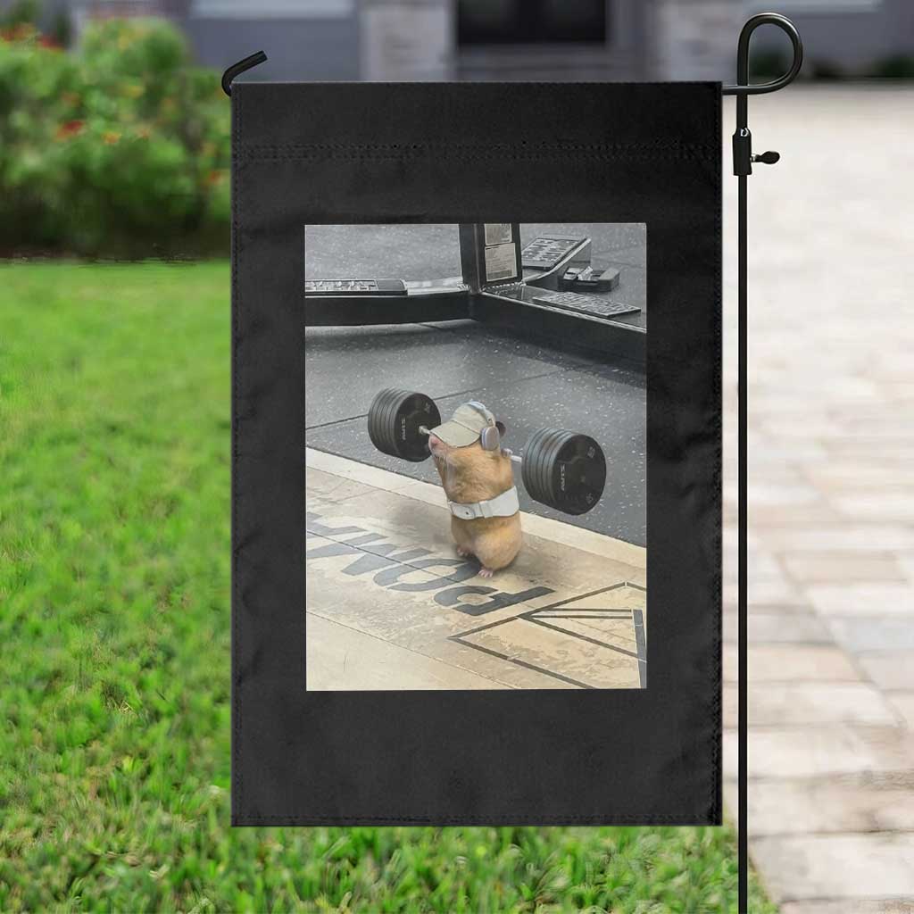 Hamster Gym Garden Flag Funny Rat Workout Weightlifting Pump Cover