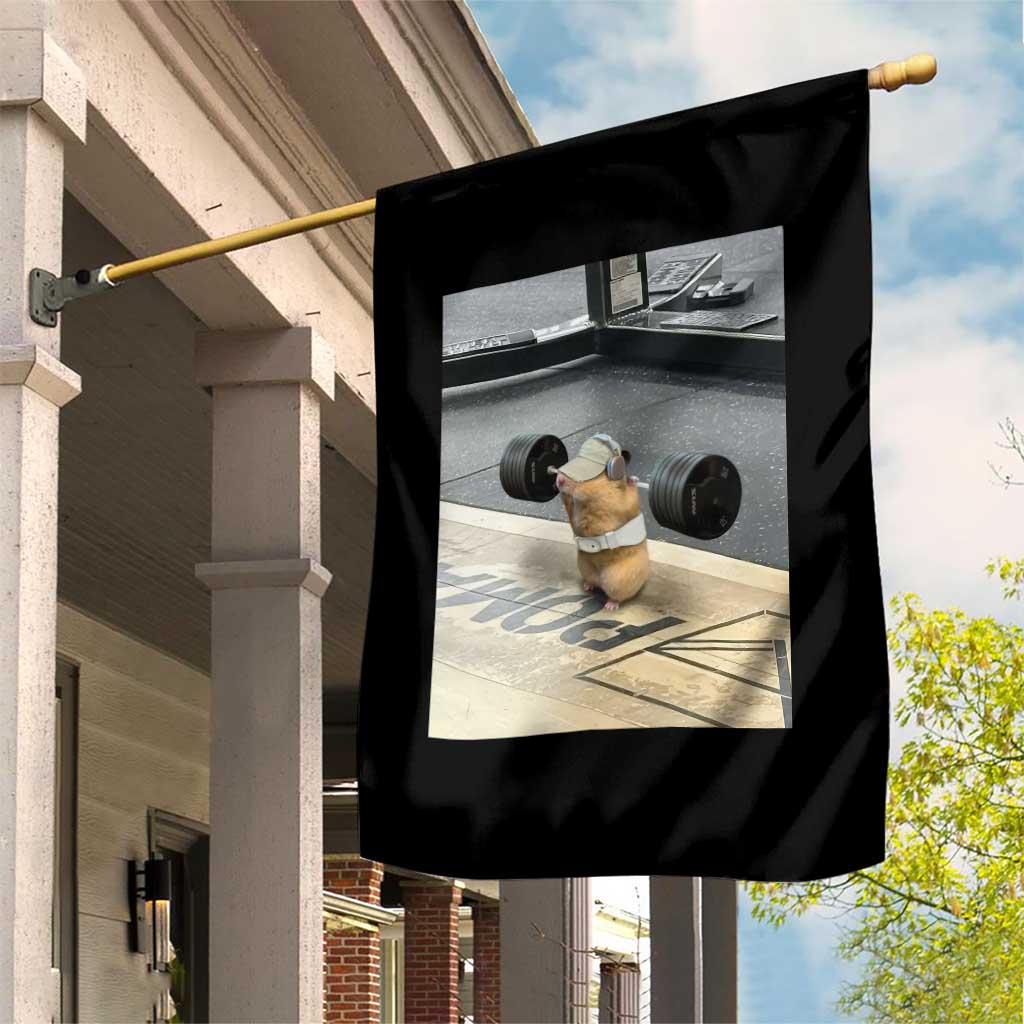 Hamster Gym Garden Flag Funny Rat Workout Weightlifting Pump Cover