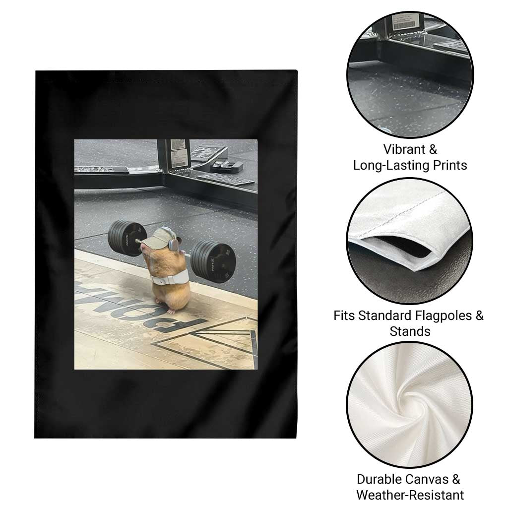 Hamster Gym Garden Flag Funny Rat Workout Weightlifting Pump Cover