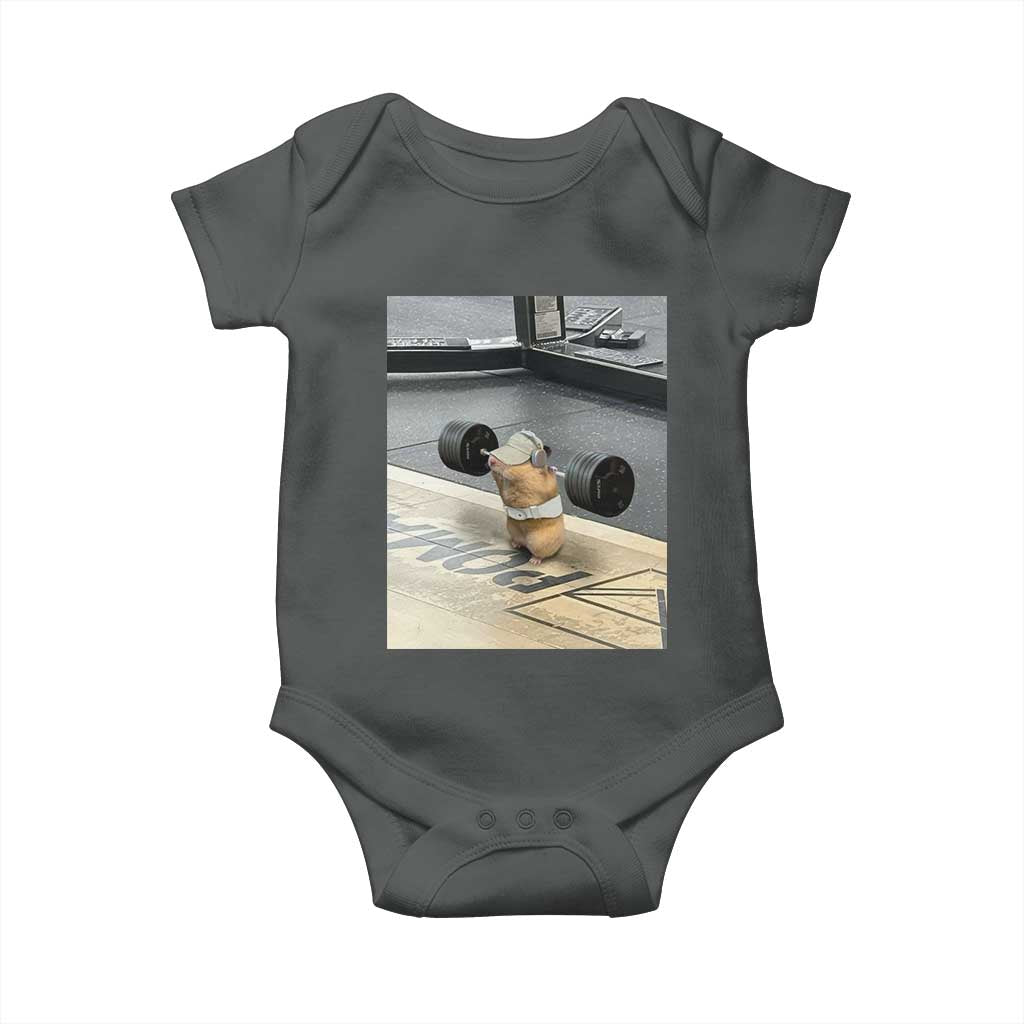Hamster Gym Baby Onesie Funny Rat Workout Weightlifting Pump Cover
