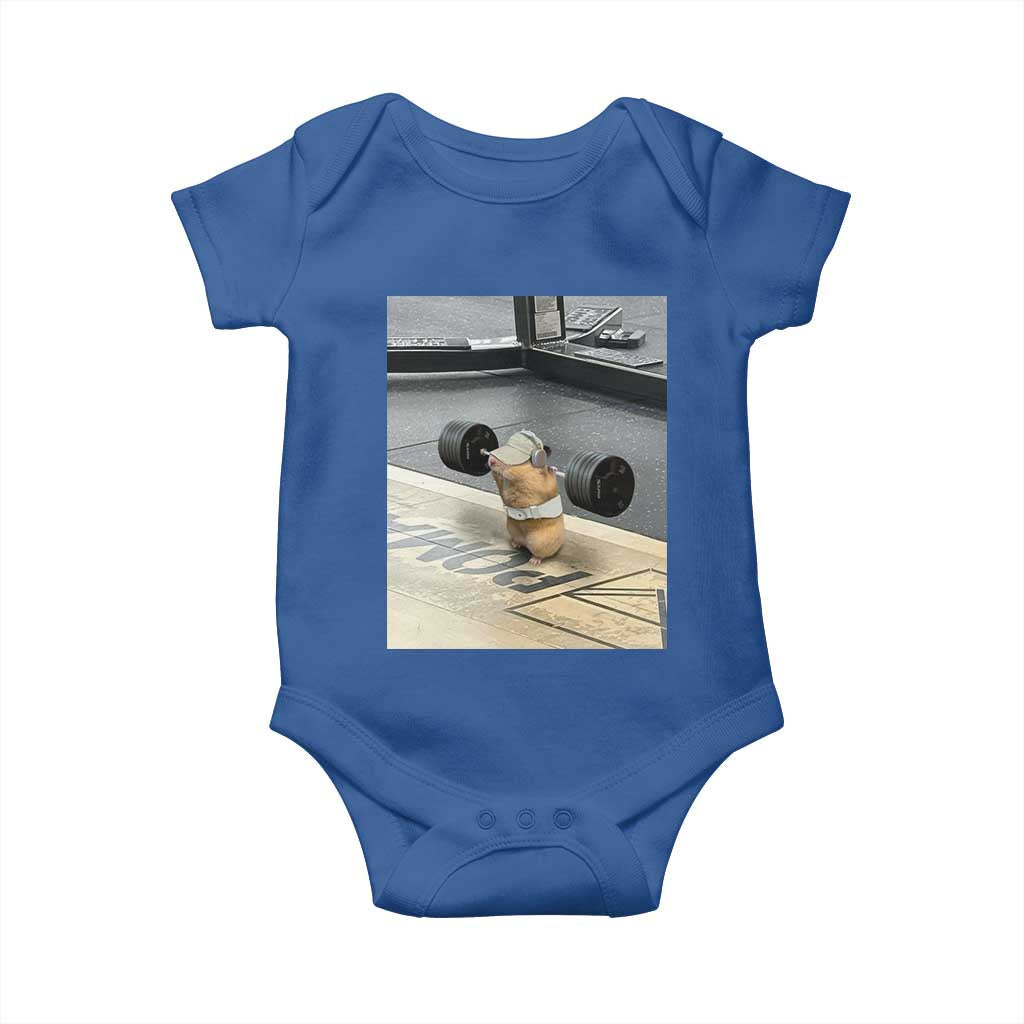 Hamster Gym Baby Onesie Funny Rat Workout Weightlifting Pump Cover