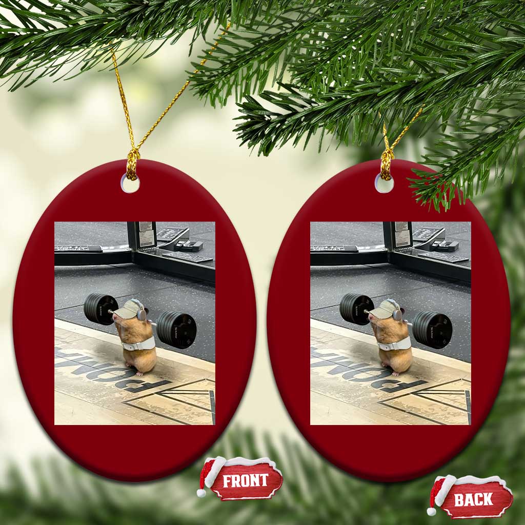 Hamster Gym Ceramic Ornament Funny Rat Workout Weightlifting Pump Cover