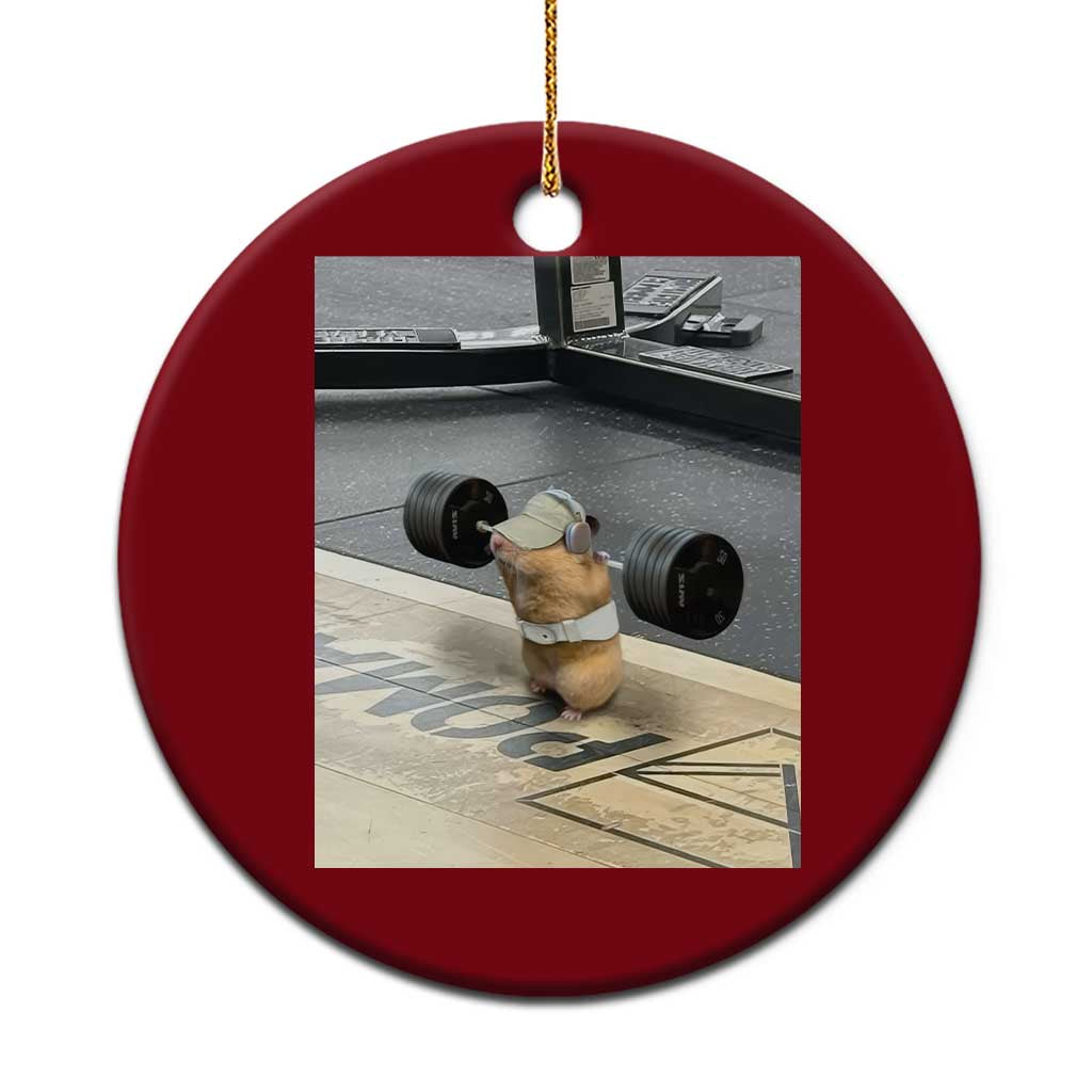 Hamster Gym Ceramic Ornament Funny Rat Workout Weightlifting Pump Cover