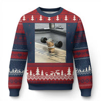 Hamster Gym Ugly Christmas Sweater Funny Rat Workout Weightlifting Pump Cover