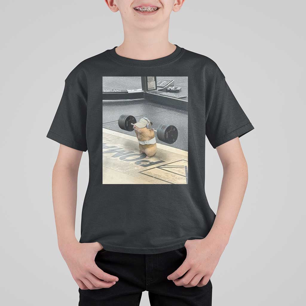 Hamster Gym T Shirt For Kid Funny Rat Workout Weightlifting Pump Cover