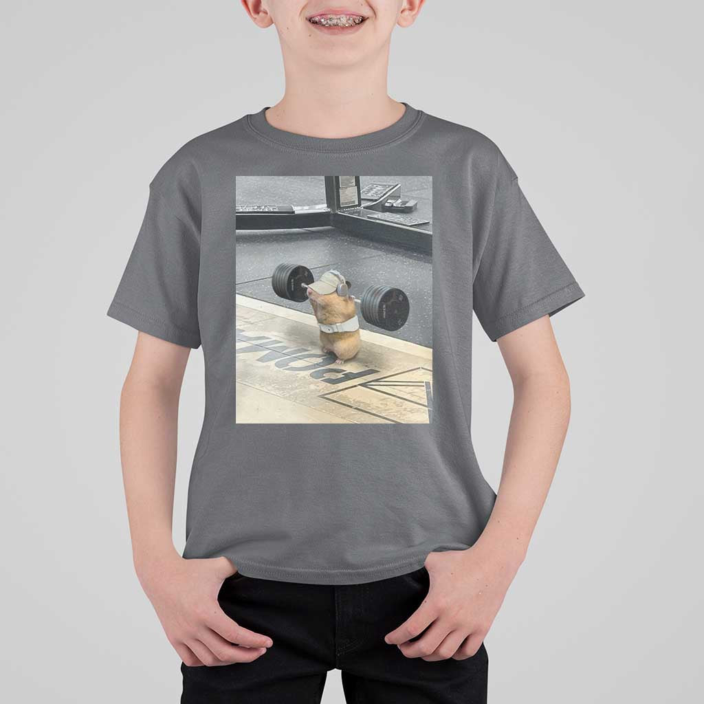 Hamster Gym T Shirt For Kid Funny Rat Workout Weightlifting Pump Cover