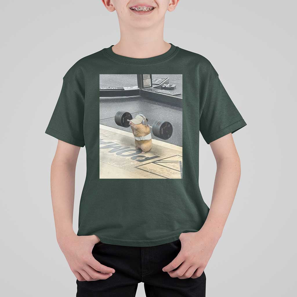 Hamster Gym T Shirt For Kid Funny Rat Workout Weightlifting Pump Cover