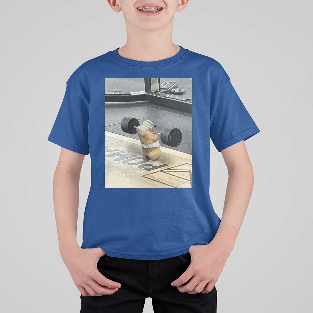 Hamster Gym T Shirt For Kid Funny Rat Workout Weightlifting Pump Cover