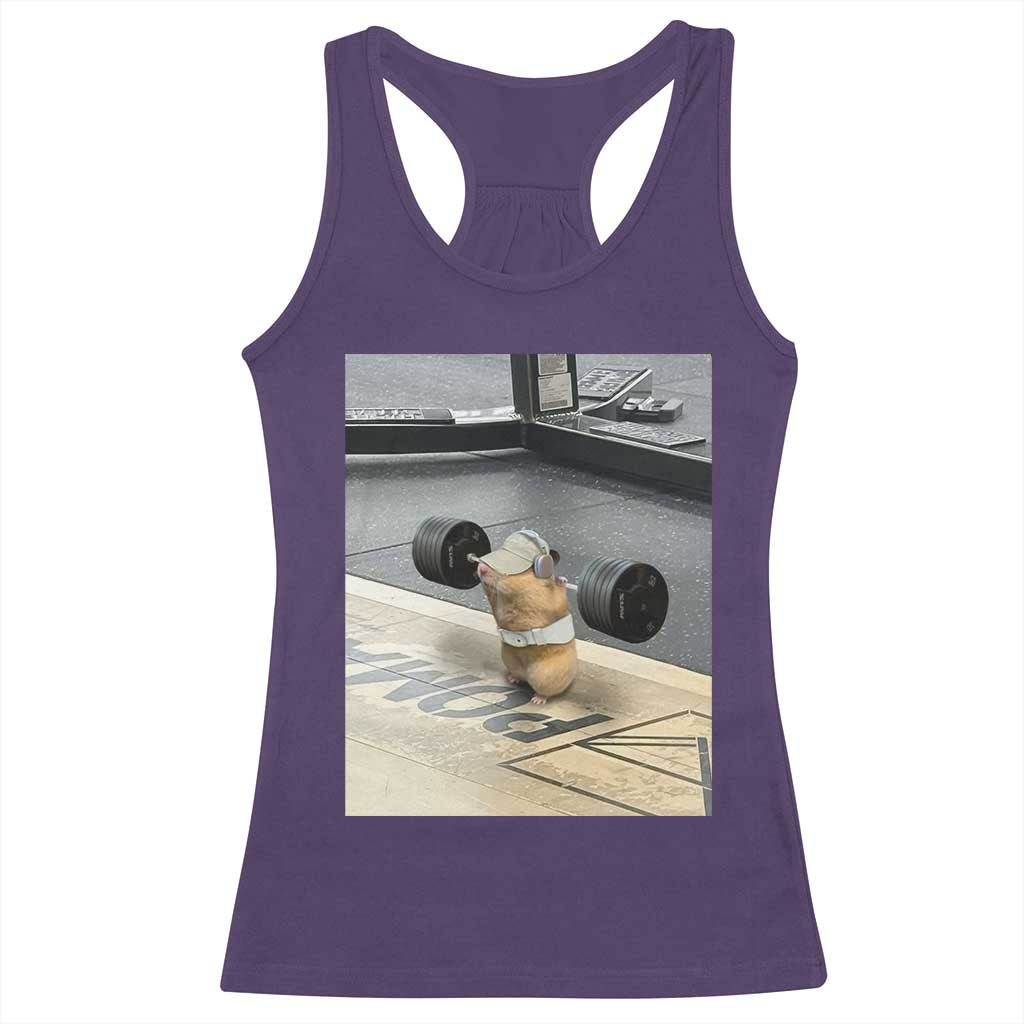 Hamster Gym Racerback Tank Top Funny Rat Workout Weightlifting Pump Cover