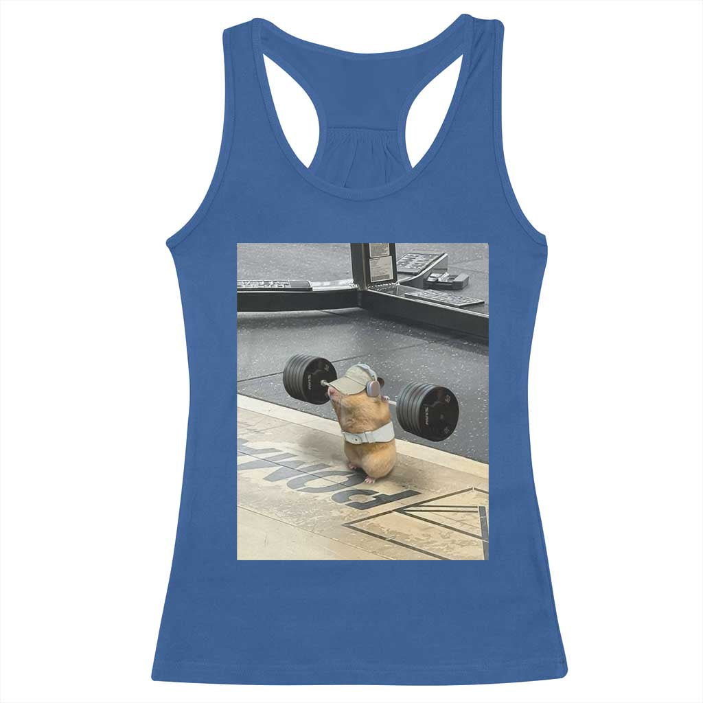 Hamster Gym Racerback Tank Top Funny Rat Workout Weightlifting Pump Cover