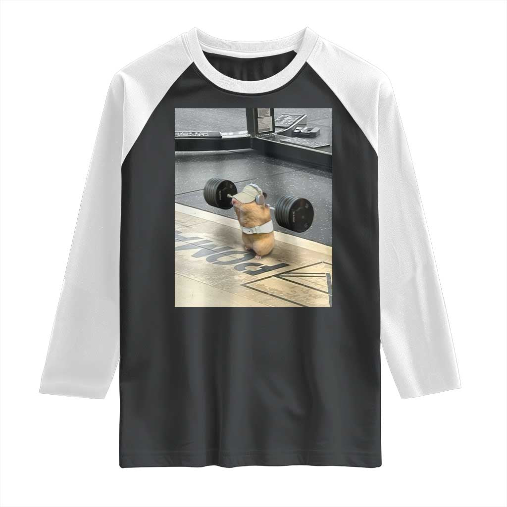Hamster Gym Raglan Shirt Funny Rat Workout Weightlifting Pump Cover