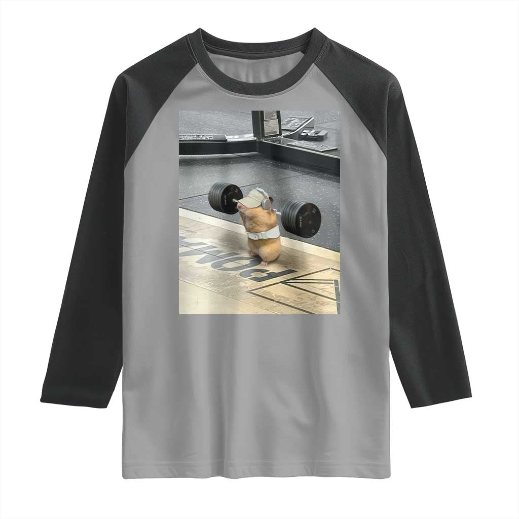 Hamster Gym Raglan Shirt Funny Rat Workout Weightlifting Pump Cover