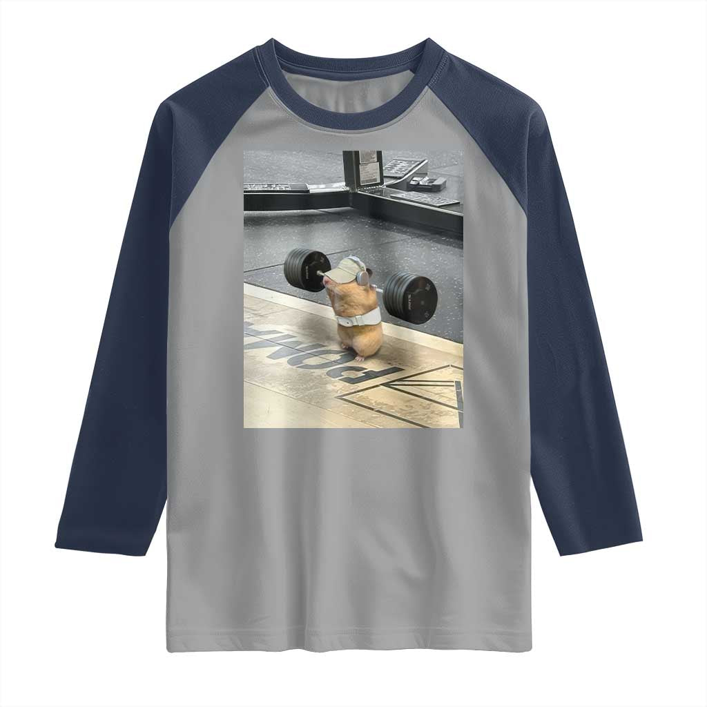 Hamster Gym Raglan Shirt Funny Rat Workout Weightlifting Pump Cover