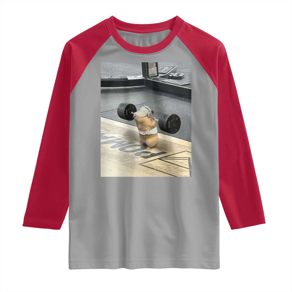 Hamster Gym Raglan Shirt Funny Rat Workout Weightlifting Pump Cover