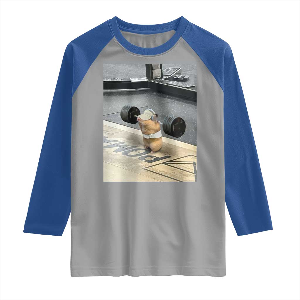 Hamster Gym Raglan Shirt Funny Rat Workout Weightlifting Pump Cover