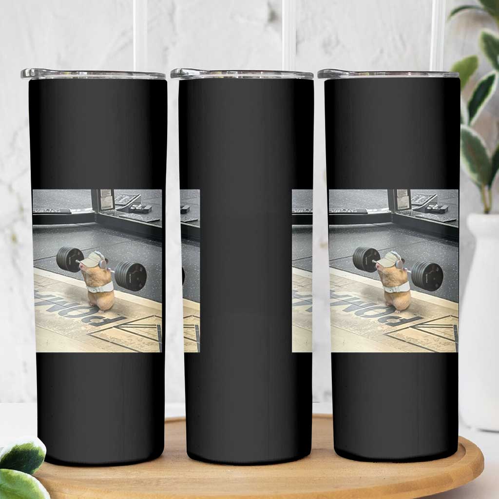 Hamster Gym Skinny Tumbler Funny Rat Workout Weightlifting Pump Cover