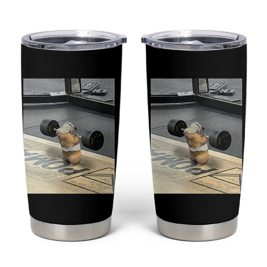 Hamster Gym Tumbler Cup Funny Rat Workout Weightlifting Pump Cover