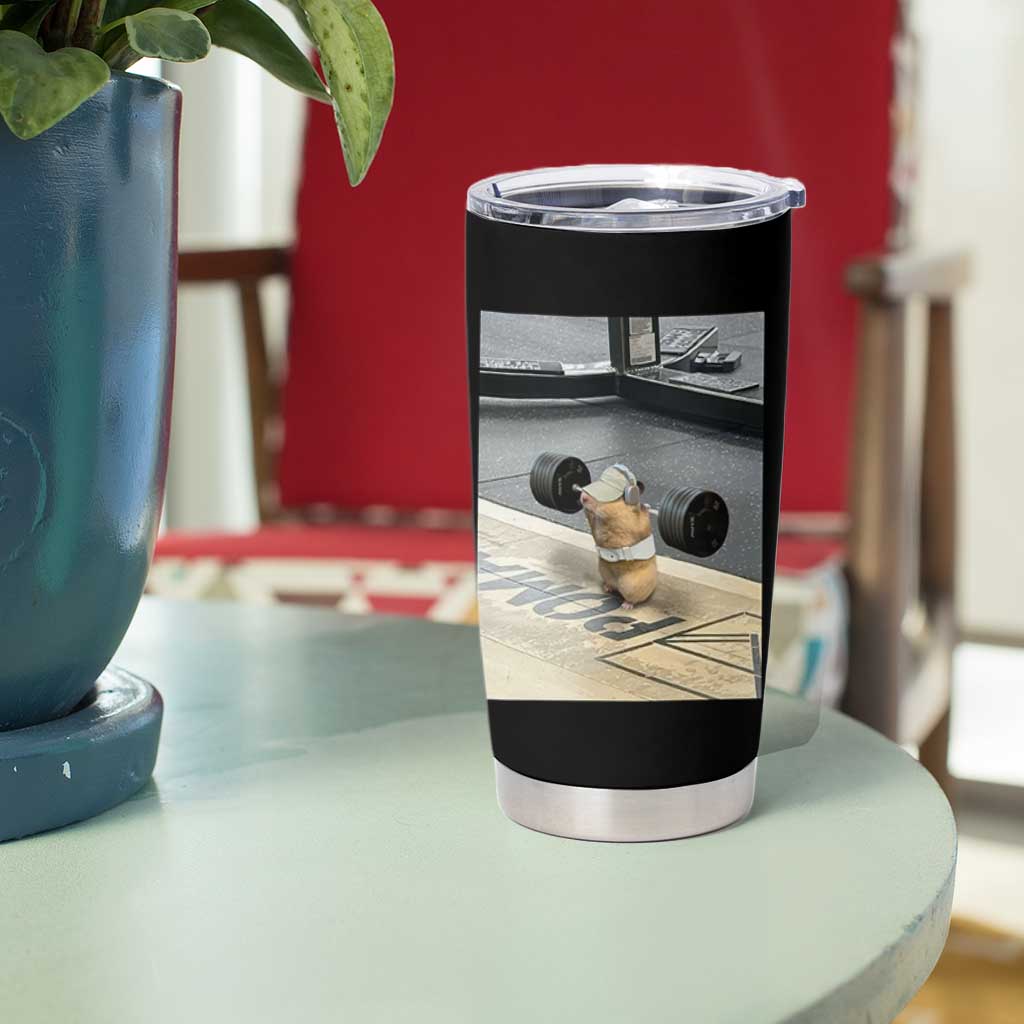 Hamster Gym Tumbler Cup Funny Rat Workout Weightlifting Pump Cover