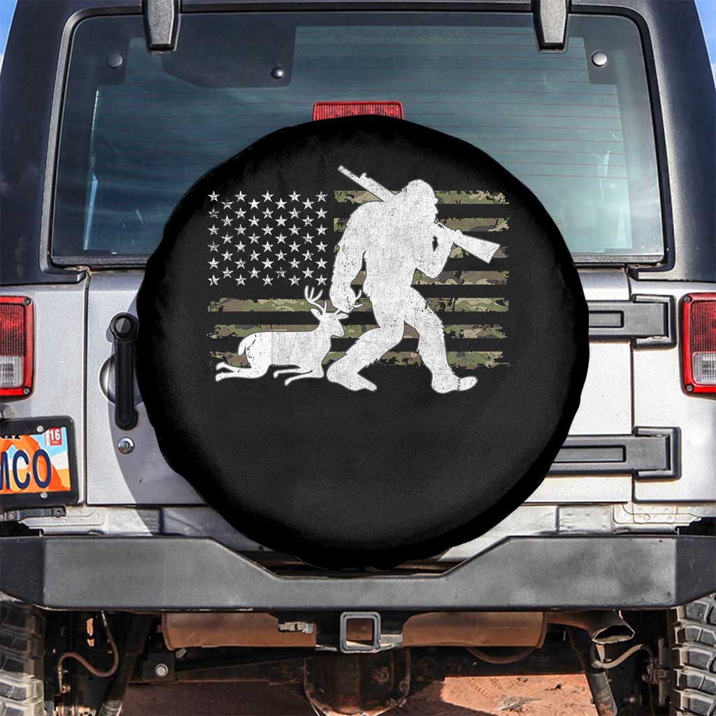 Bigfoot Camo Deer Hunting Spare Tire Cover Camo USA Flag Buck Season Sasquatch