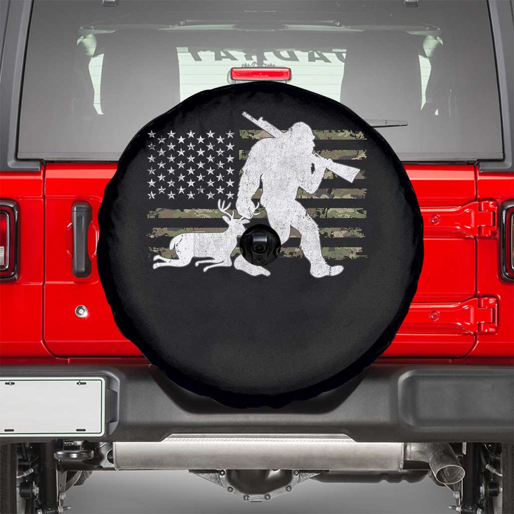 Bigfoot Camo Deer Hunting Spare Tire Cover Camo USA Flag Buck Season Sasquatch
