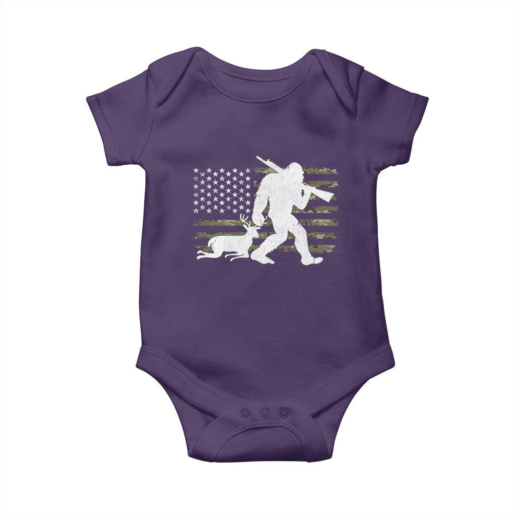 Bigfoot Camo Deer Hunting Baby Onesie Camo USA Flag Buck Season Sasquatch