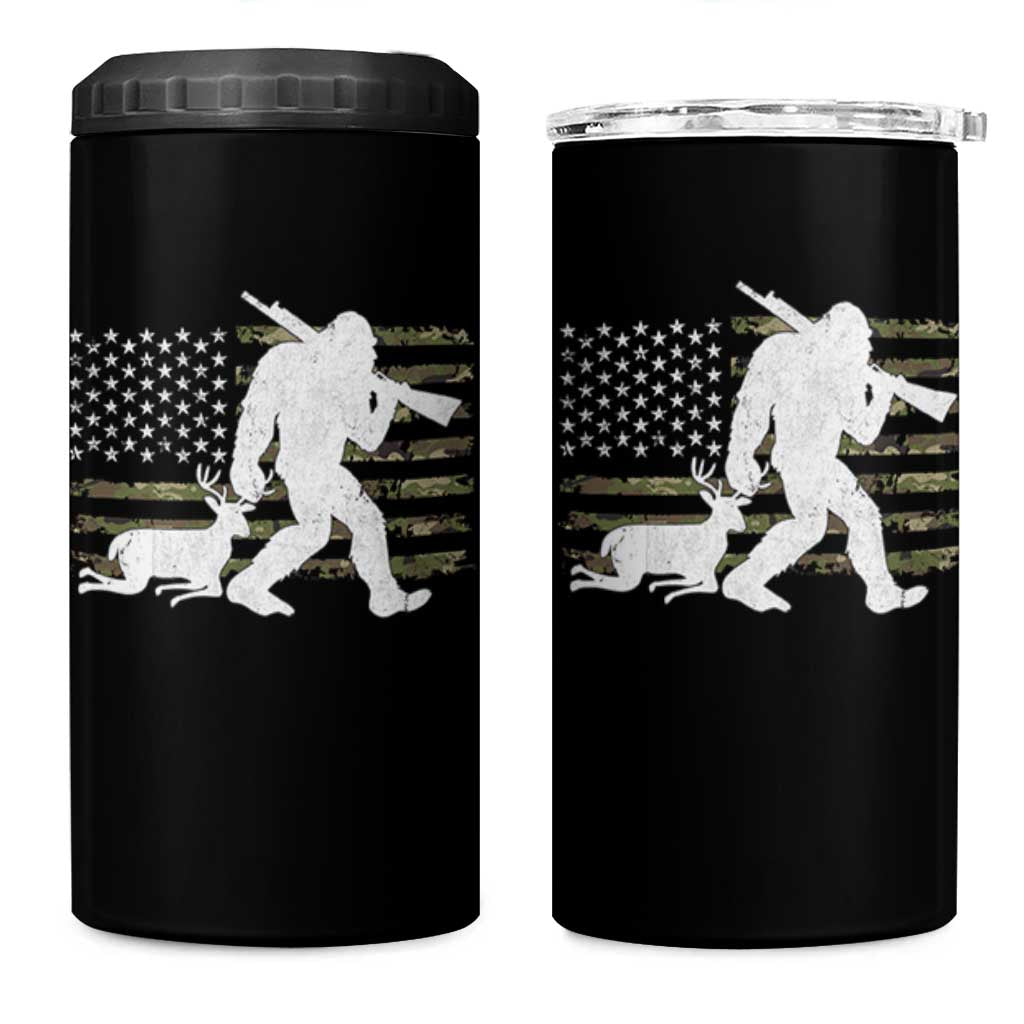 Bigfoot Camo Deer Hunting 4 in 1 Can Cooler Tumbler Camo USA Flag Buck Season Sasquatch