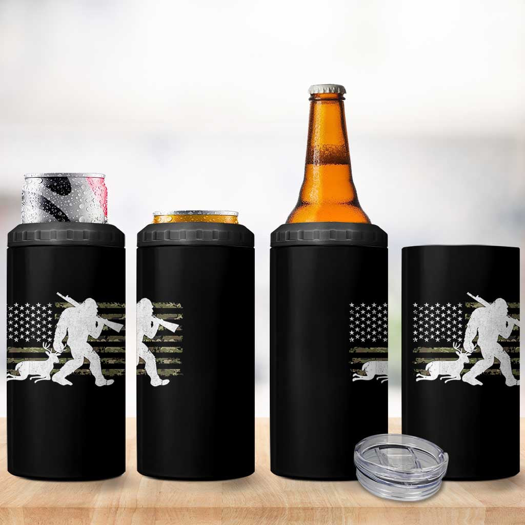 Bigfoot Camo Deer Hunting 4 in 1 Can Cooler Tumbler Camo USA Flag Buck Season Sasquatch