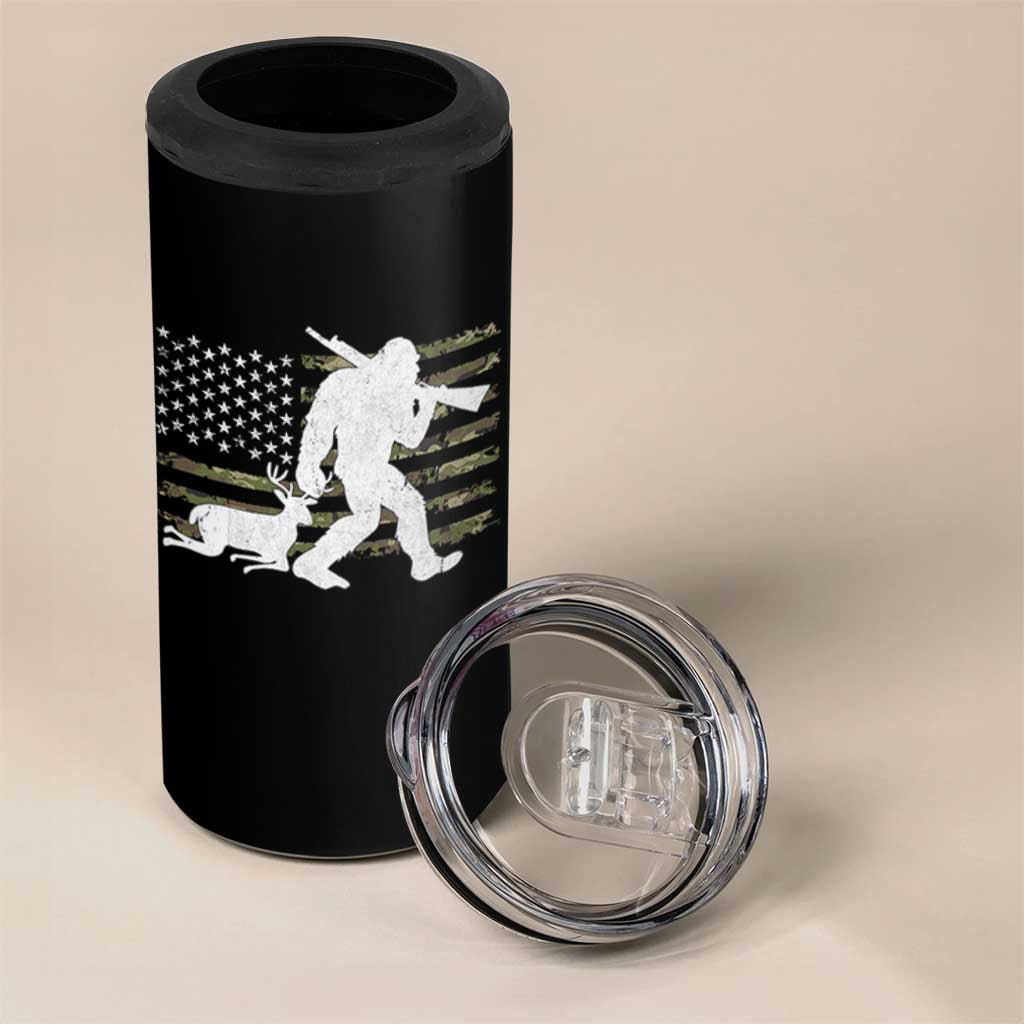 Bigfoot Camo Deer Hunting 4 in 1 Can Cooler Tumbler Camo USA Flag Buck Season Sasquatch