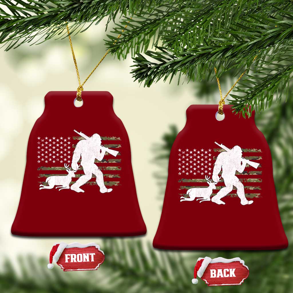 Bigfoot Camo Deer Hunting Ceramic Ornament Camo USA Flag Buck Season Sasquatch