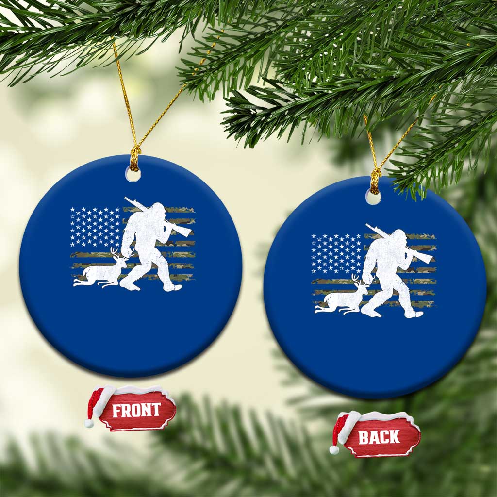 Bigfoot Camo Deer Hunting Ceramic Ornament Camo USA Flag Buck Season Sasquatch