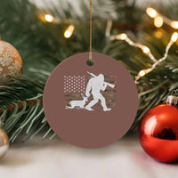 Bigfoot Camo Deer Hunting Ceramic Ornament Camo USA Flag Buck Season Sasquatch