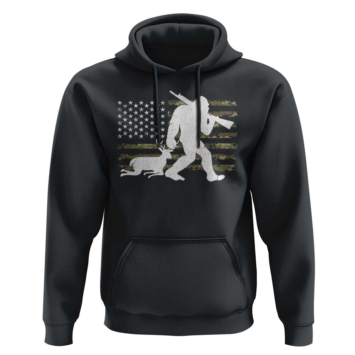 Bigfoot Camo Deer Hunting Hoodie Camo USA Flag Buck Season Sasquatch