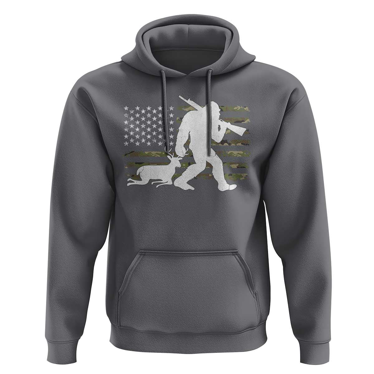 Bigfoot Camo Deer Hunting Hoodie Camo USA Flag Buck Season Sasquatch