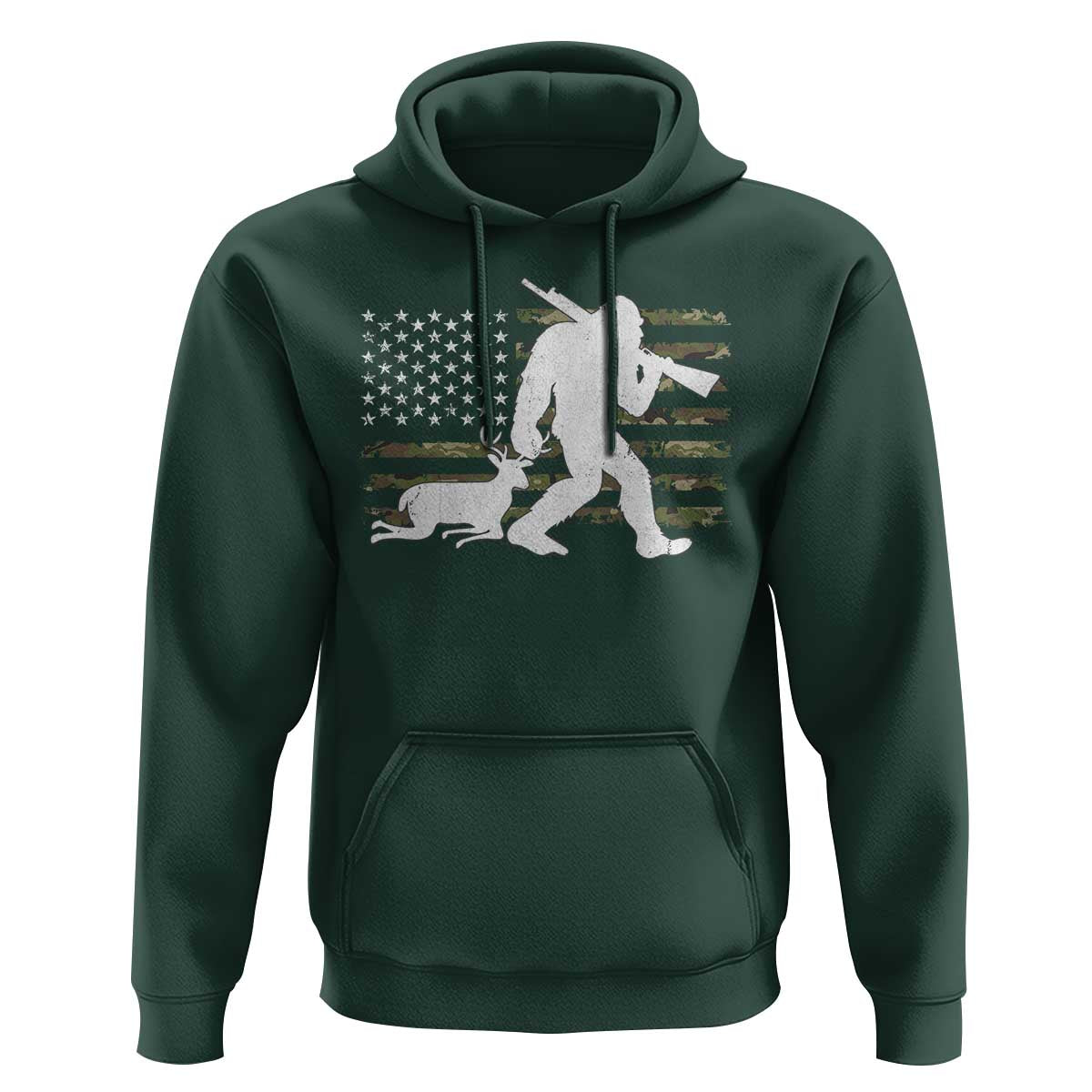 Bigfoot Camo Deer Hunting Hoodie Camo USA Flag Buck Season Sasquatch